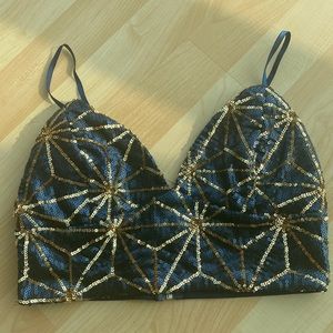 SEQUIN ZIPPER BACK BRALETTE